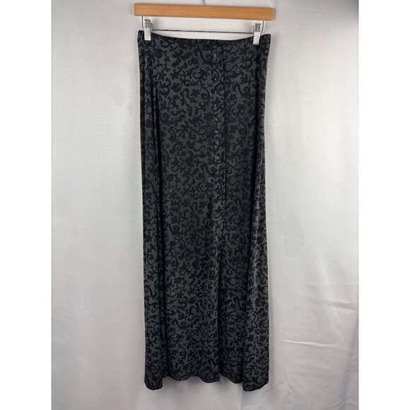 Women’s Sun Fire Size Medium Black & Grey Floral Maxi Skirt with Button Detailin - Picture 2 of 6
